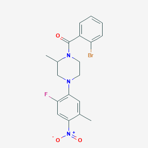 molecular formula C19H19BrFN3O3 B4053292 (2-Bromophenyl)-[4-(2-fluoro-5-methyl-4-nitrophenyl)-2-methylpiperazin-1-yl]methanone 