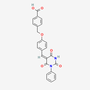 4-({4-[(2,4,6-trioxo-1-phenyltetrahydro-5(2H)-pyrimidinylidene)methyl]phenoxy}methyl)benzoic acid