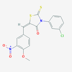 molecular formula C17H11ClN2O4S2 B405334 3-(3-Chloro-phenyl)-5-(4-methoxy-3-nitro-benzylidene)-2-thioxo-thiazolidin-4-one 