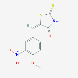 molecular formula C12H10N2O4S2 B405335 5-{3-Nitro-4-methoxybenzylidene}-3-methyl-2-thioxo-1,3-thiazolidin-4-one 