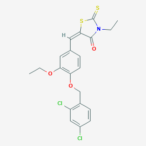 molecular formula C21H19Cl2NO3S2 B405336 5-{4-[(2,4-Dichlorobenzyl)oxy]-3-ethoxybenzylidene}-3-ethyl-2-thioxo-1,3-thiazolidin-4-one 