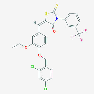 molecular formula C26H18Cl2F3NO3S2 B405337 5-{4-[(2,4-Dichlorobenzyl)oxy]-3-ethoxybenzylidene}-2-thioxo-3-[3-(trifluoromethyl)phenyl]-1,3-thiazolidin-4-one 