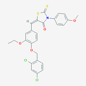 molecular formula C26H21Cl2NO4S2 B405338 5-{4-[(2,4-Dichlorobenzyl)oxy]-3-ethoxybenzylidene}-3-(4-methoxyphenyl)-2-thioxo-1,3-thiazolidin-4-one 