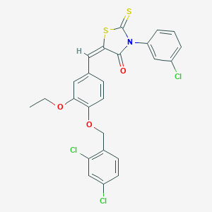 molecular formula C25H18Cl3NO3S2 B405339 3-(3-Chlorophenyl)-5-{4-[(2,4-dichlorobenzyl)oxy]-3-ethoxybenzylidene}-2-thioxo-1,3-thiazolidin-4-one 