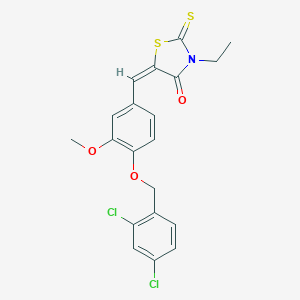 molecular formula C20H17Cl2NO3S2 B405341 5-{4-[(2,4-Dichlorobenzyl)oxy]-3-methoxybenzylidene}-3-ethyl-2-thioxo-1,3-thiazolidin-4-one 