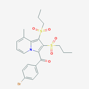 molecular formula C22H24BrNO5S2 B405342 (4-Bromophenyl)[8-methyl-1,2-bis(propylsulfonyl)indolizin-3-yl]methanone 