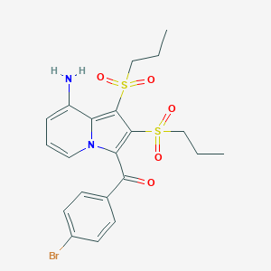 molecular formula C21H23BrN2O5S2 B405344 [8-Amino-1,2-bis(propylsulfonyl)indolizin-3-yl](4-bromophenyl)methanone CAS No. 331956-74-2