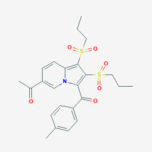 molecular formula C24H27NO6S2 B405345 1-[3-(4-Methylbenzoyl)-1,2-bis(propylsulfonyl)indolizin-6-yl]ethanone CAS No. 331956-76-4