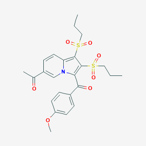 molecular formula C24H27NO7S2 B405346 1-[3-(4-Methoxybenzoyl)-1,2-bis(propylsulfonyl)-6-indolizinyl]ethanone CAS No. 313377-28-5