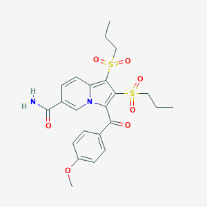 molecular formula C23H26N2O7S2 B405349 3-(4-Methoxybenzoyl)-1,2-bis(propylsulfonyl)-6-indolizinecarboxamide CAS No. 313377-29-6
