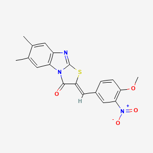 molecular formula C19H15N3O4S B4053500 2-(4-甲氧基-3-硝基亚苄基)-6,7-二甲基[1,3]噻唑并[3,2-a]苯并咪唑-3(2H)-酮 