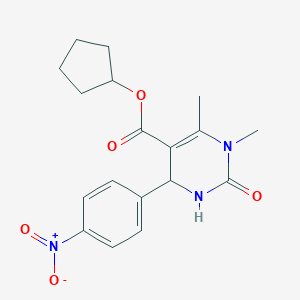 molecular formula C18H21N3O5 B405351 Cyclopentyl 1,6-dimethyl-4-(4-nitrophenyl)-2-oxo-1,2,3,4-tetrahydro-5-pyrimidinecarboxylate 
