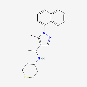 molecular formula C21H25N3S B4053572 N-{1-[5-methyl-1-(1-naphthyl)-1H-pyrazol-4-yl]ethyl}tetrahydro-2H-thiopyran-4-amine 