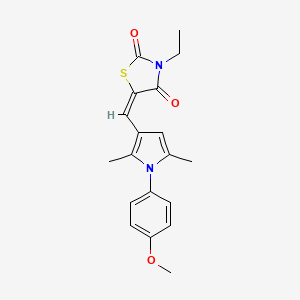 molecular formula C19H20N2O3S B4053634 3-ethyl-5-{[1-(4-methoxyphenyl)-2,5-dimethyl-1H-pyrrol-3-yl]methylene}-1,3-thiazolidine-2,4-dione 