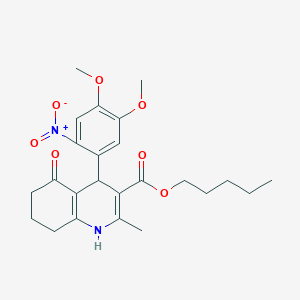 molecular formula C24H30N2O7 B405365 Pentyl 4-(4,5-dimethoxy-2-nitrophenyl)-2-methyl-5-oxo-1,4,5,6,7,8-hexahydroquinoline-3-carboxylate 