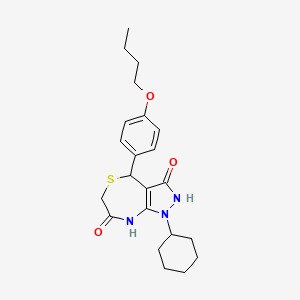 4-(4-butoxyphenyl)-1-cyclohexyl-3-hydroxy-4,8-dihydro-1H-pyrazolo[3,4-e][1,4]thiazepin-7(6H)-one