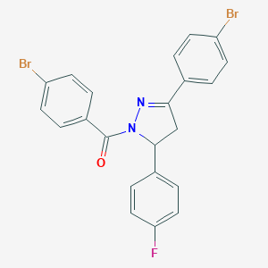 molecular formula C22H15Br2FN2O B405368 (4-bromophenyl)(3-(4-bromophenyl)-5-(4-fluorophenyl)-4,5-dihydro-1H-pyrazol-1-yl)methanone CAS No. 331944-72-0