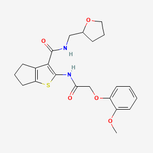 molecular formula C22H26N2O5S B4053702 2-{[(2-methoxyphenoxy)acetyl]amino}-N-(tetrahydrofuran-2-ylmethyl)-5,6-dihydro-4H-cyclopenta[b]thiophene-3-carboxamide 