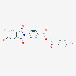 molecular formula C23H18Br3NO5 B405371 2-(4-bromophenyl)-2-oxoethyl 4-(5,6-dibromo-1,3-dioxooctahydro-2H-isoindol-2-yl)benzoate 