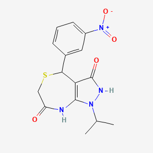 molecular formula C15H16N4O4S B4053768 3-hydroxy-4-(3-nitrophenyl)-1-(propan-2-yl)-4,8-dihydro-1H-pyrazolo[3,4-e][1,4]thiazepin-7(6H)-one 