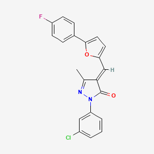 (4E)-1-(3-CHLOROPHENYL)-4-{[5-(4-FLUOROPHENYL)FURAN-2-YL]METHYLIDENE}-3-METHYL-4,5-DIHYDRO-1H-PYRAZOL-5-ONE