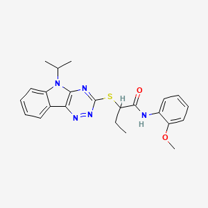 molecular formula C23H25N5O2S B4053789 N-(2-methoxyphenyl)-2-{[5-(propan-2-yl)-5H-[1,2,4]triazino[5,6-b]indol-3-yl]sulfanyl}butanamide 