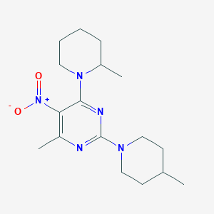 4-Methyl-6-(2-methylpiperidin-1-yl)-2-(4-methylpiperidin-1-yl)-5-nitropyrimidine