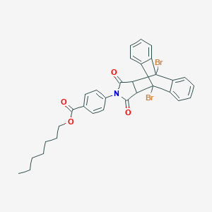 Heptyl 4-(1,8-dibromo-16,18-dioxo-17-azapentacyclo[6.6.5.0~2,7~.0~9,14~.0~15,19~]nonadeca-2,4,6,9,11,13-hexaen-17-yl)benzoate (non-preferred name)