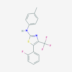 molecular formula C17H12F4N2S B405389 5-(2-fluorophenyl)-N-(4-methylphenyl)-4-(trifluoromethyl)-1,3-thiazol-2-amine 