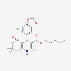 molecular formula C25H30ClNO5 B405392 Pentyl 4-(6-chloro-1,3-benzodioxol-5-yl)-2,7,7-trimethyl-5-oxo-1,4,5,6,7,8-hexahydroquinoline-3-carboxylate 