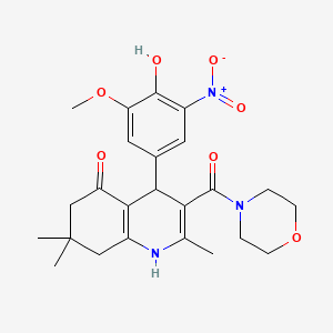 4-(4-HYDROXY-3-METHOXY-5-NITROPHENYL)-2,7,7-TRIMETHYL-3-(MORPHOLINE-4-CARBONYL)-1,4,5,6,7,8-HEXAHYDROQUINOLIN-5-ONE