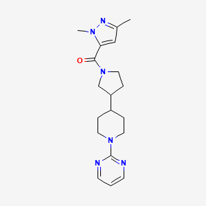 2-(4-{1-[(1,3-dimethyl-1H-pyrazol-5-yl)carbonyl]-3-pyrrolidinyl}-1-piperidinyl)pyrimidine