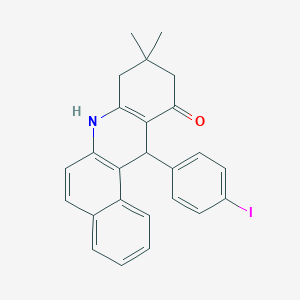 molecular formula C25H22INO B405394 12-(4-iodophenyl)-9,9-dimethyl-8,9,10,12-tetrahydrobenzo[a]acridin-11(7H)-one 