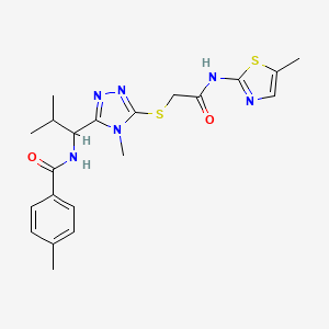 4-methyl-N-{2-methyl-1-[4-methyl-5-({2-[(5-methyl-1,3-thiazol-2-yl)amino]-2-oxoethyl}sulfanyl)-4H-1,2,4-triazol-3-yl]propyl}benzamide