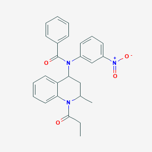 molecular formula C26H25N3O4 B405395 N-(2-methyl-1-propanoyl-3,4-dihydro-2H-quinolin-4-yl)-N-(3-nitrophenyl)benzamide CAS No. 304869-65-6