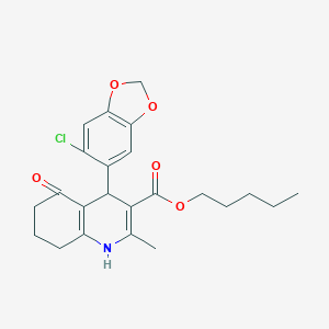 molecular formula C23H26ClNO5 B405396 Pentyl 4-(6-chloro-1,3-benzodioxol-5-yl)-2-methyl-5-oxo-1,4,5,6,7,8-hexahydroquinoline-3-carboxylate 