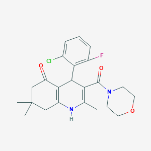 molecular formula C23H26ClFN2O3 B4053978 4-(2-chloro-6-fluorophenyl)-2,7,7-trimethyl-3-(4-morpholinylcarbonyl)-4,6,7,8-tetrahydro-5(1H)-quinolinone 