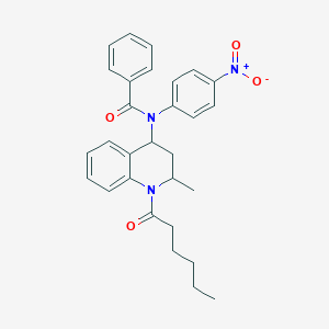 N-(1-hexanoyl-2-methyl-1,2,3,4-tetrahydroquinolin-4-yl)-N-(4-nitrophenyl)benzamide