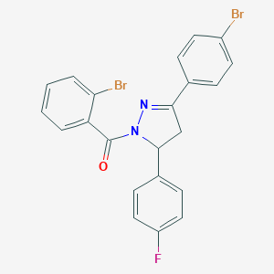 molecular formula C22H15Br2FN2O B405405 (2-bromophenyl)(3-(4-bromophenyl)-5-(4-fluorophenyl)-4,5-dihydro-1H-pyrazol-1-yl)methanone CAS No. 331944-74-2