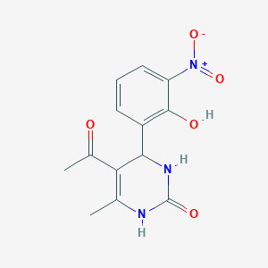 molecular formula C13H13N3O5 B4054059 2(1H)-PYRIMIDINONE, 5-ACETYL-3,4-DIHYDRO-4-(2-HYDROXY-3-NITROPHENYL)-6-METHYL- 