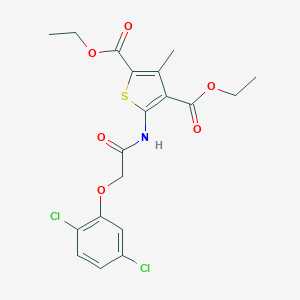 molecular formula C19H19Cl2NO6S B405406 Diethyl 5-{[(2,5-dichlorophenoxy)acetyl]amino}-3-methylthiophene-2,4-dicarboxylate CAS No. 301304-99-4