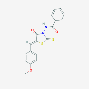 molecular formula C19H16N2O3S2 B405407 N-[5-(4-ethoxybenzylidene)-4-oxo-2-thioxo-1,3-thiazolidin-3-yl]benzamide 