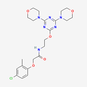 molecular formula C22H29ClN6O5 B4054070 2-(4-chloro-2-methylphenoxy)-N-{2-[(4,6-di-4-morpholinyl-1,3,5-triazin-2-yl)oxy]ethyl}acetamide 