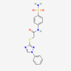 molecular formula C16H15N5O3S2 B4054124 2-[(1-phenyl-1H-1,2,4-triazol-3-yl)sulfanyl]-N-(4-sulfamoylphenyl)acetamide 