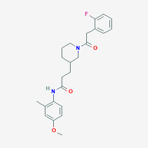 molecular formula C24H29FN2O3 B4054154 3-{1-[(2-fluorophenyl)acetyl]-3-piperidinyl}-N-(4-methoxy-2-methylphenyl)propanamide 