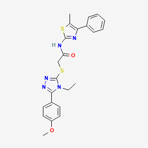 molecular formula C23H23N5O2S2 B4054209 2-{[4-ethyl-5-(4-methoxyphenyl)-4H-1,2,4-triazol-3-yl]sulfanyl}-N-(5-methyl-4-phenyl-1,3-thiazol-2-yl)acetamide 