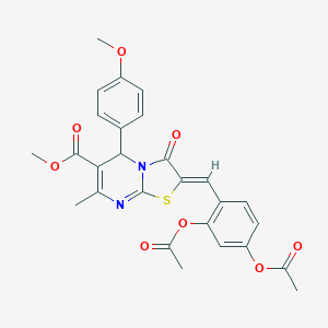 molecular formula C27H24N2O8S B405423 methyl 2-[2,4-bis(acetyloxy)benzylidene]-5-(4-methoxyphenyl)-7-methyl-3-oxo-2,3-dihydro-5H-[1,3]thiazolo[3,2-a]pyrimidine-6-carboxylate 