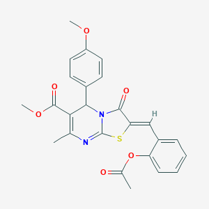 molecular formula C25H22N2O6S B405424 methyl 2-[2-(acetyloxy)benzylidene]-5-(4-methoxyphenyl)-7-methyl-3-oxo-2,3-dihydro-5H-[1,3]thiazolo[3,2-a]pyrimidine-6-carboxylate 