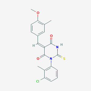 molecular formula C20H17ClN2O3S B4054245 (5E)-1-(3-chloro-2-methylphenyl)-5-(4-methoxy-3-methylbenzylidene)-2-thioxodihydropyrimidine-4,6(1H,5H)-dione 