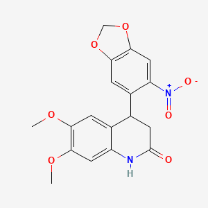 6,7-dimethoxy-4-(6-nitro-1,3-benzodioxol-5-yl)-3,4-dihydroquinolin-2(1H)-one